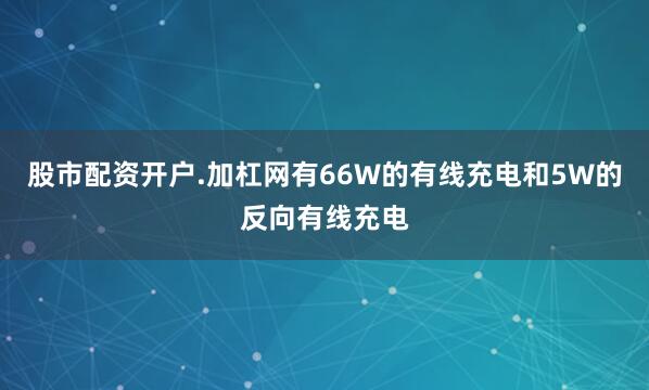 股市配资开户.加杠网有66W的有线充电和5W的反向有线充电